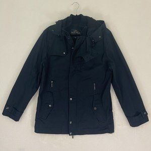 Nautica Jeans Coat Type N-3 Navy Blue Canvas Lined Jacket Snap Zip Men's Size S